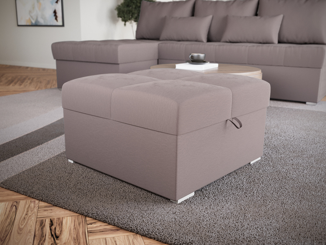 Różowa pufa welurowa ze schowkiem do salonu HOT