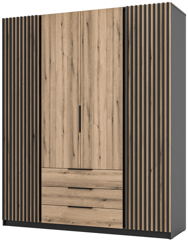 Loftowa szafa z lamelami do sypialni 200 cm KARAT