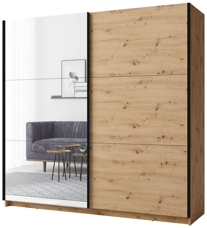 Szafa z lustrem 150 cm przesuwna do sypialni ARLEN dąb artisan