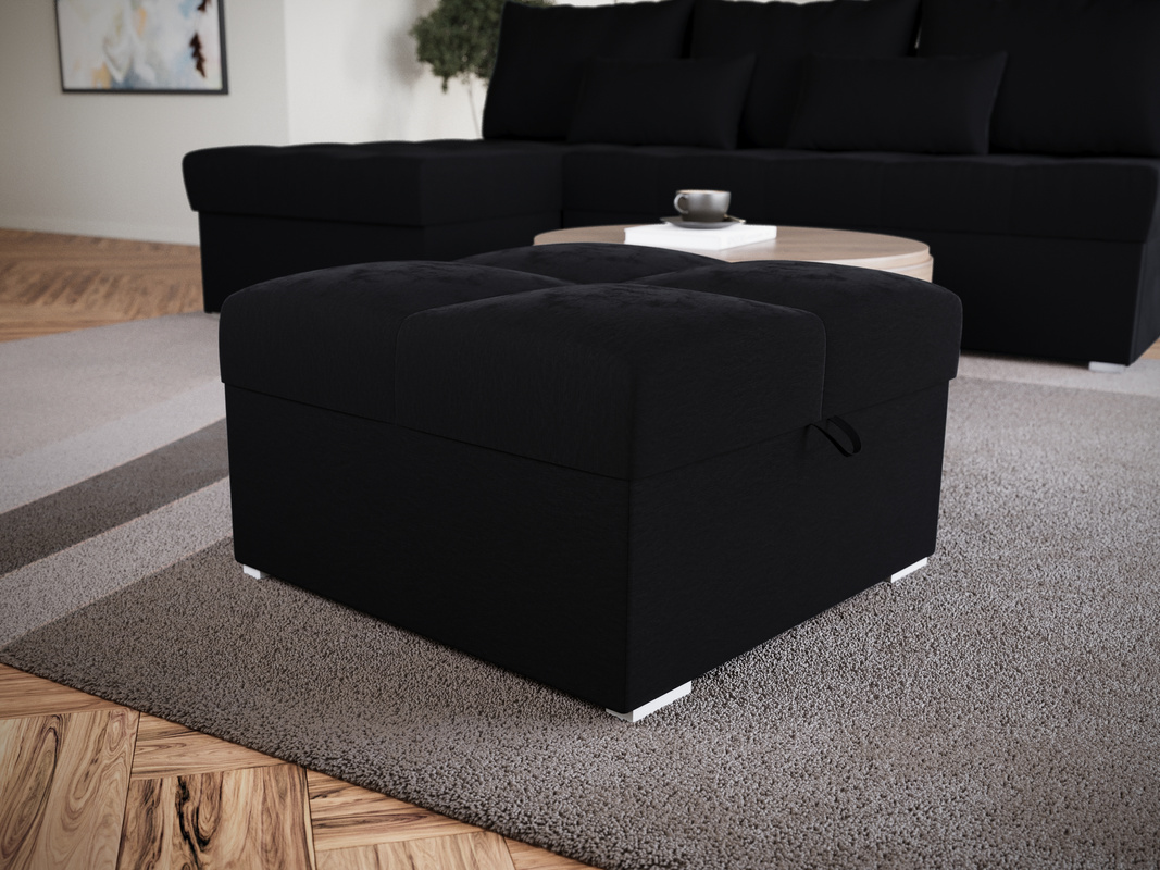 Grafitowa pufa ze schowkiem do salonu HOT