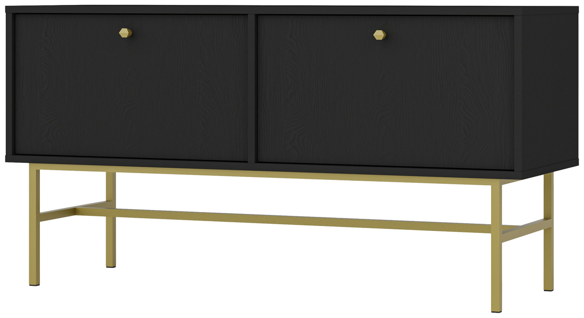 Mała czarna szafka RTV pod telewizor do salonu 120 cm TOKEN