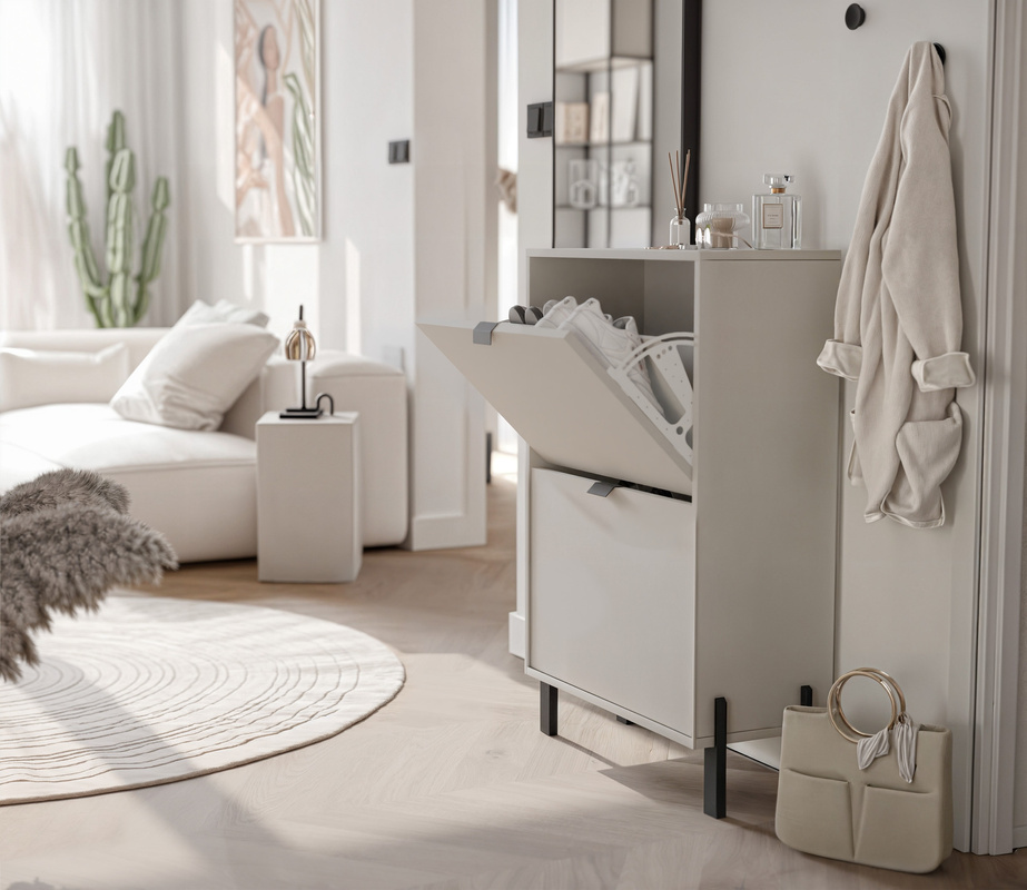 Pojemna szafka na buty do przedpokoju 100 cm CALISSA beż piaskowy
