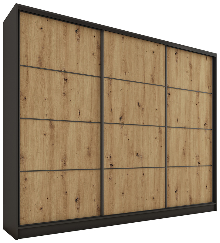 Duża szafa przesuwna 280 cm do garderoby LOFT MAX dąb artisan