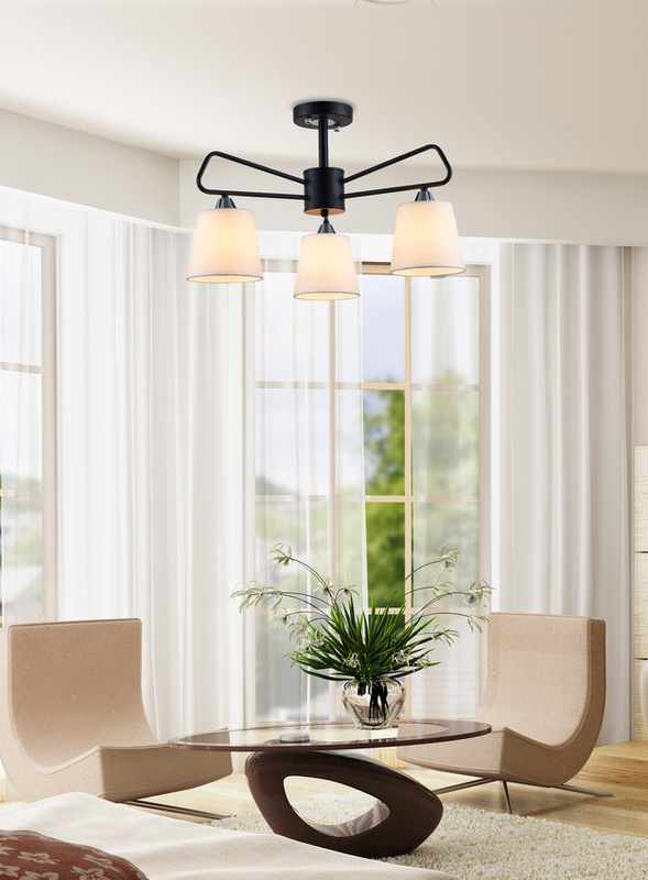 Czarna lampa wisząca sufitowa 3-płomienna do salonu MORLEY metalowa