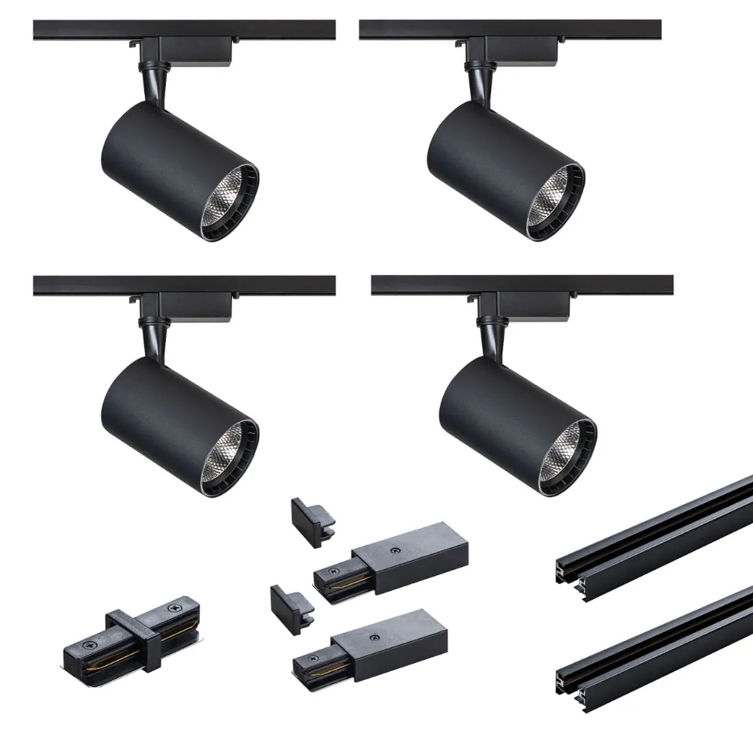 DPM Zestaw systemu szynowego z 4 reflektorami LED czarny 5W 420 lm 4000K X-LINE