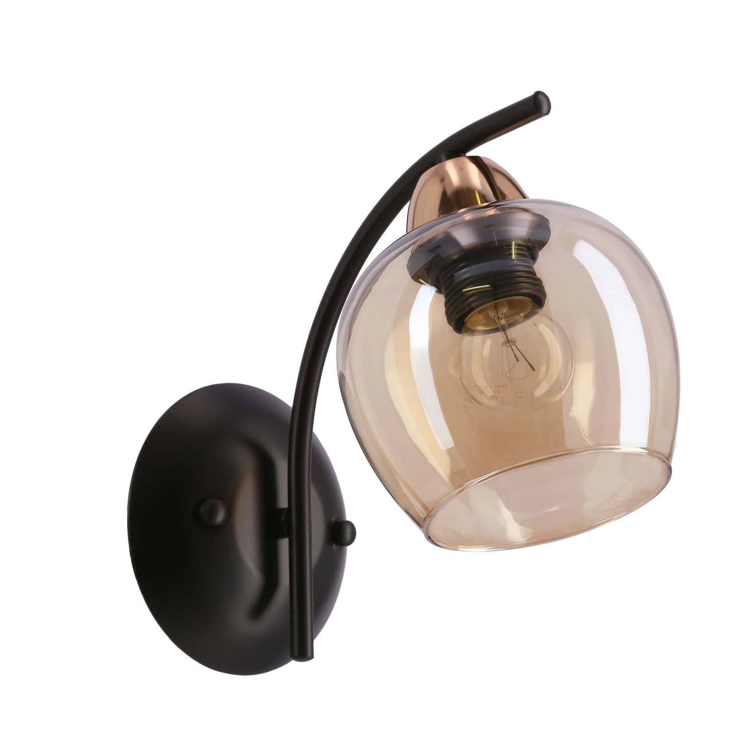 Candellux Kinkiet MERRA 1xE27 40W czarny+klosz bursztynowy