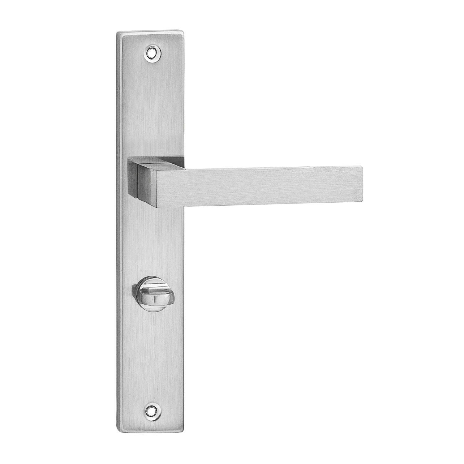 Klamka z szyldem WC Qubik nikiel szczotkowany