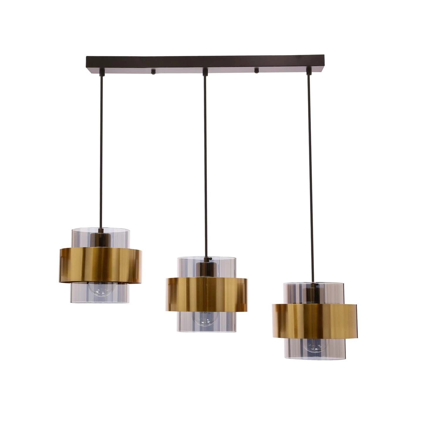 Candellux Lampa wisząca SPIEGA 3xE27 60W czerń+mosiądz