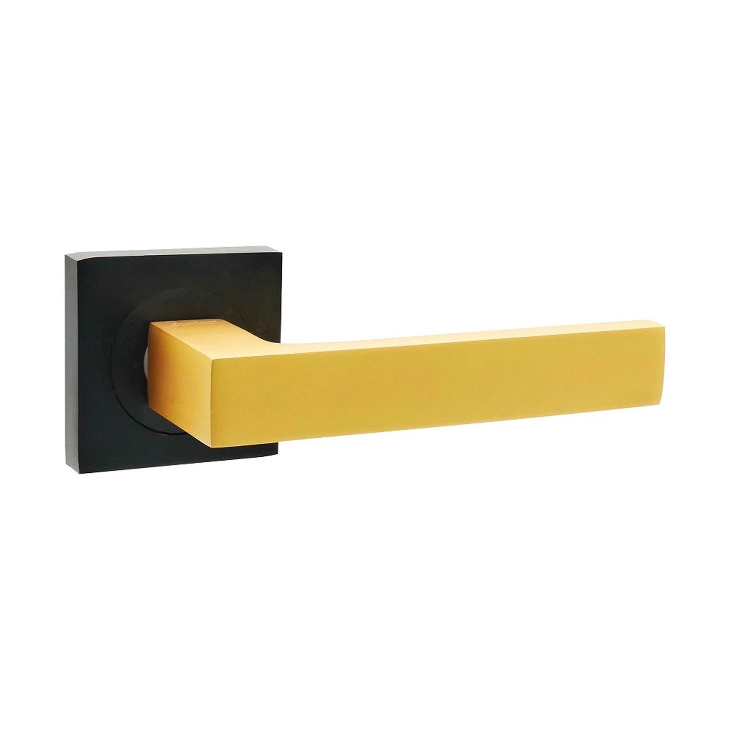 Klamka Qubik na rozecie czarna - złoty mat