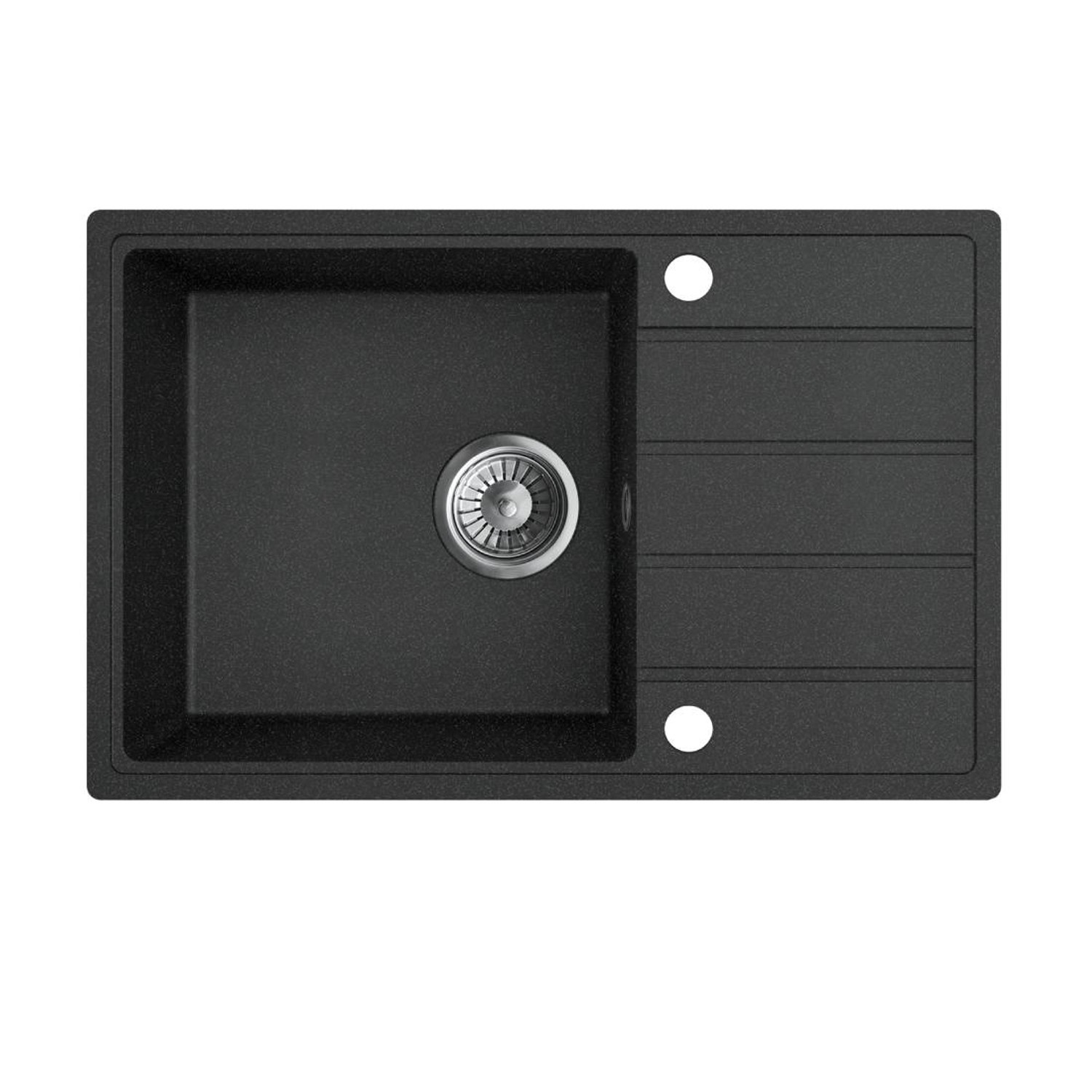 Zlewozmywak Dylan 1-kom. z ociekaczem, grafitowy 68x44 cm