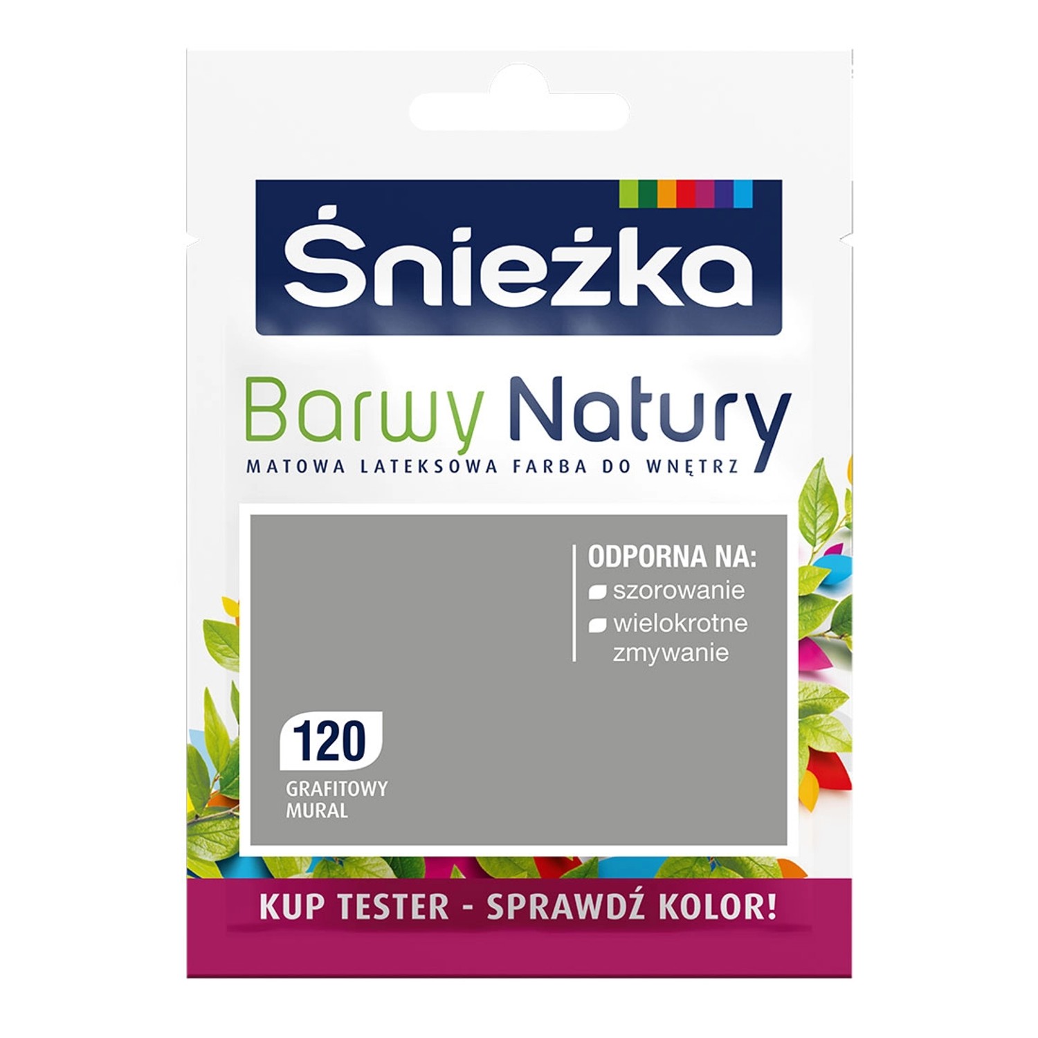 Tester farby Śnieżka Barwy Natury grafitowy mural 25 ml