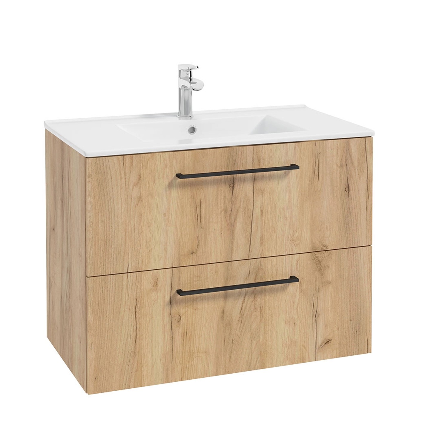 Defra Szafka Metro pod umywalkę 80 cm 2 szuflady dąb złoty