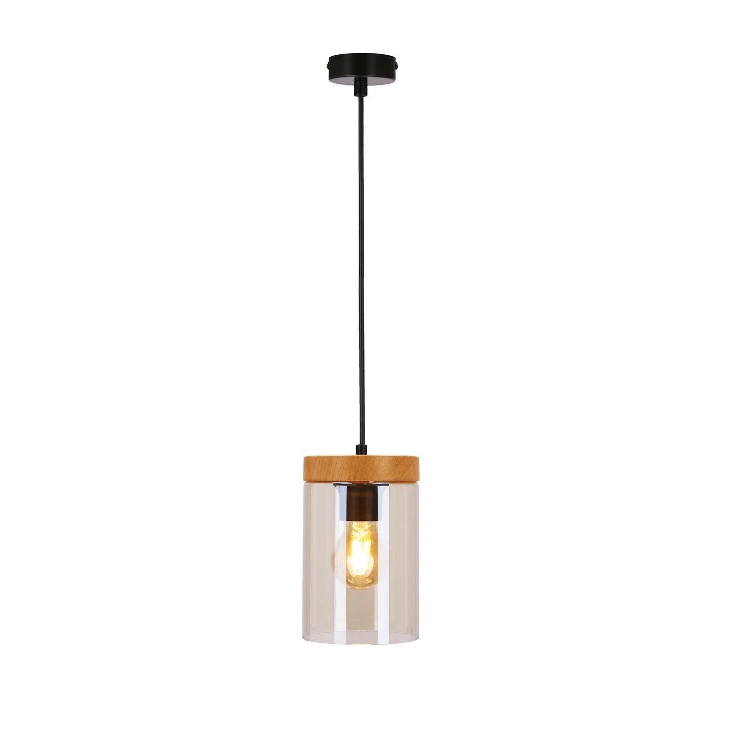 Candellux Lampa wisząca Arist 1x max. 60W E27 drewno i czerń