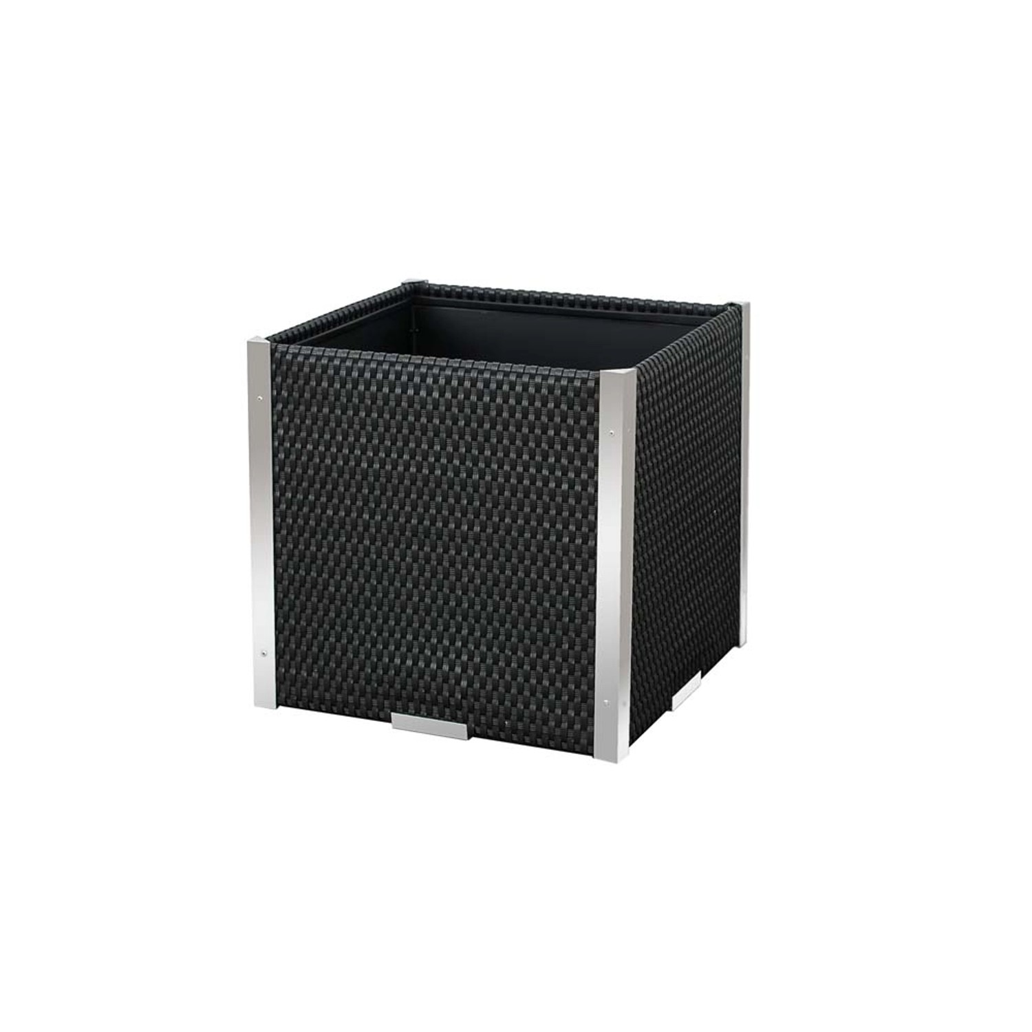 Donica ALU rattan czarna - 46 x 46 x 46 cm