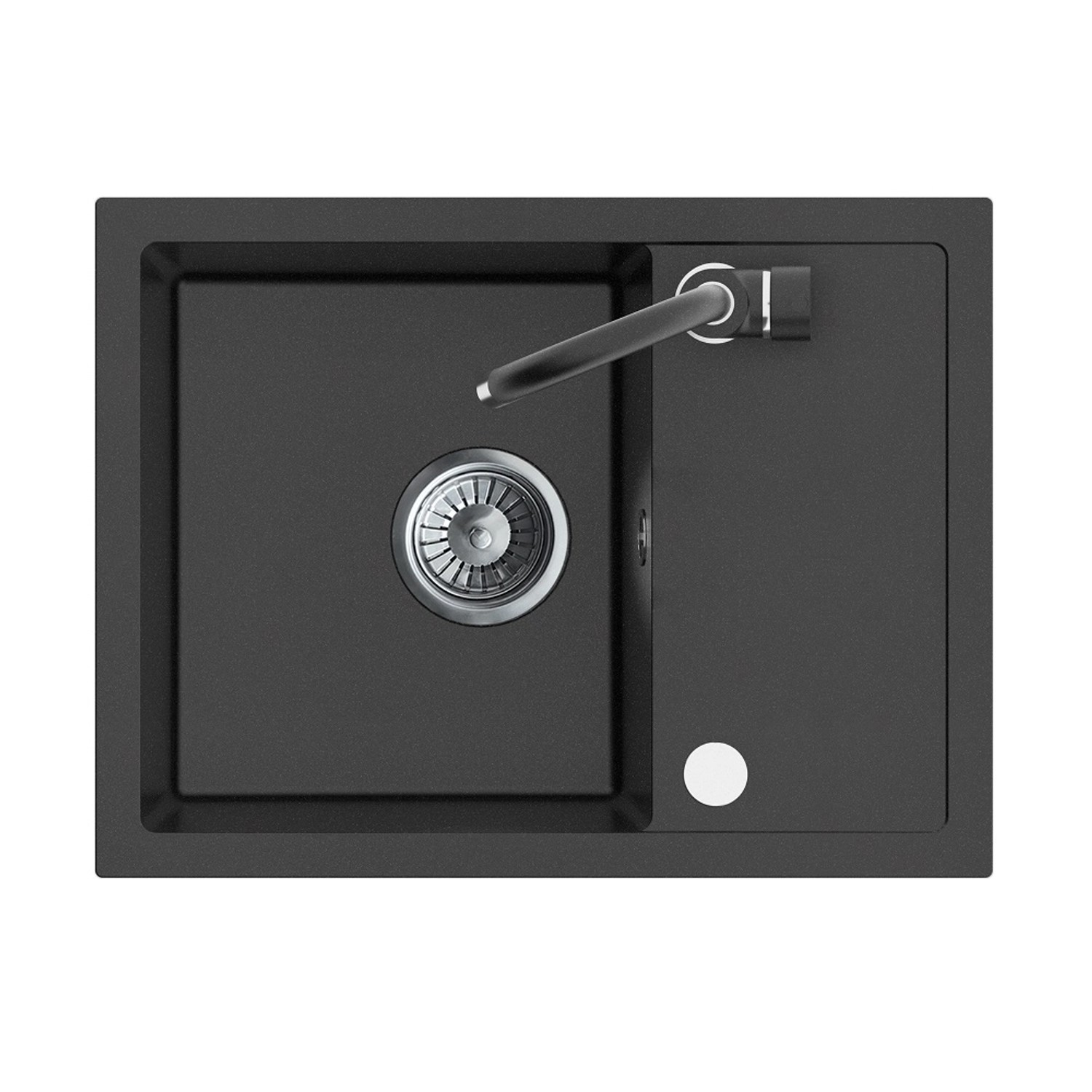 Zlewozmywak Piko 1-kom. z ociekaczem, baterią i syfonem, czarny 58x44 cm