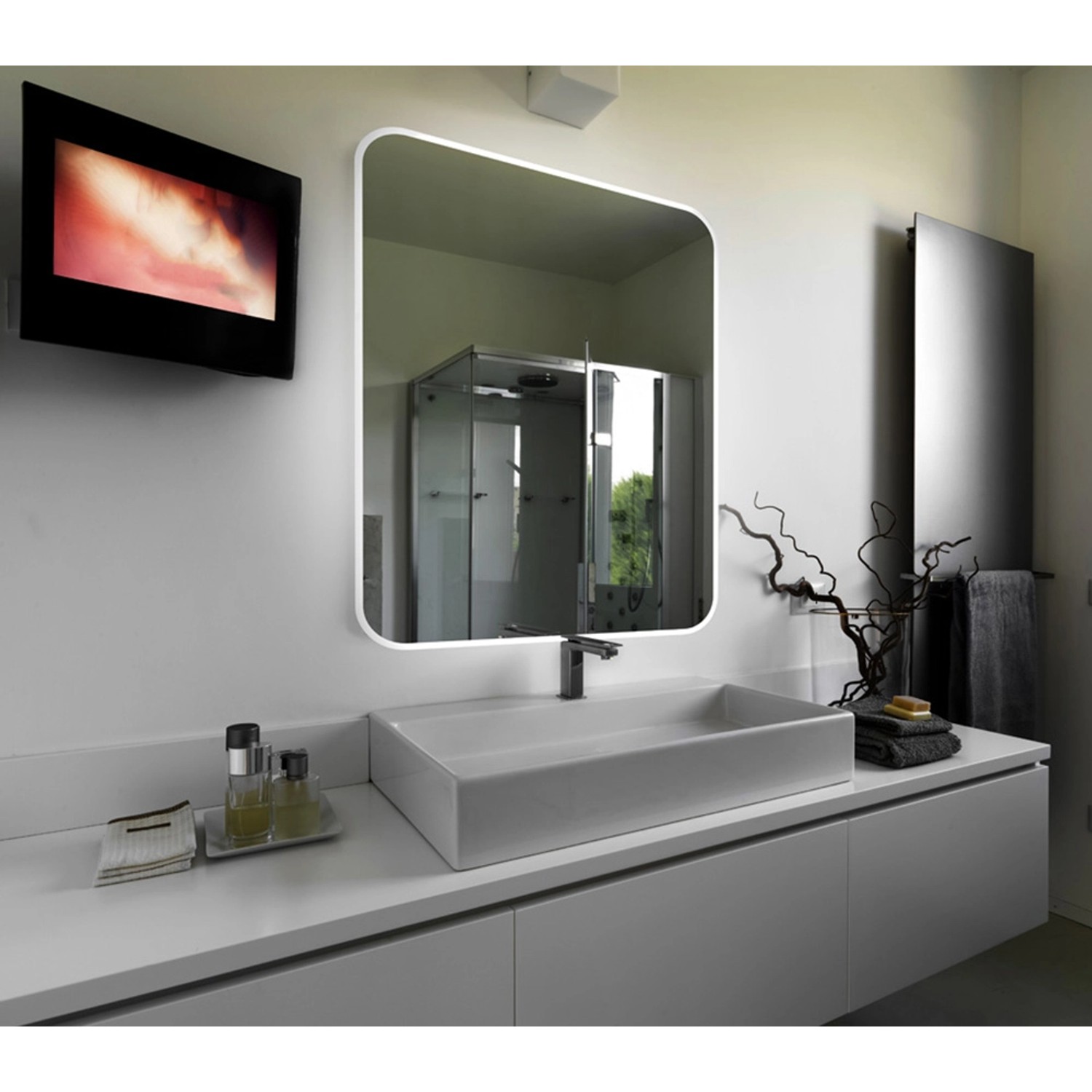 Dubiel Vitrum Lustro Senso z oświetleniem LED 60x60 cm