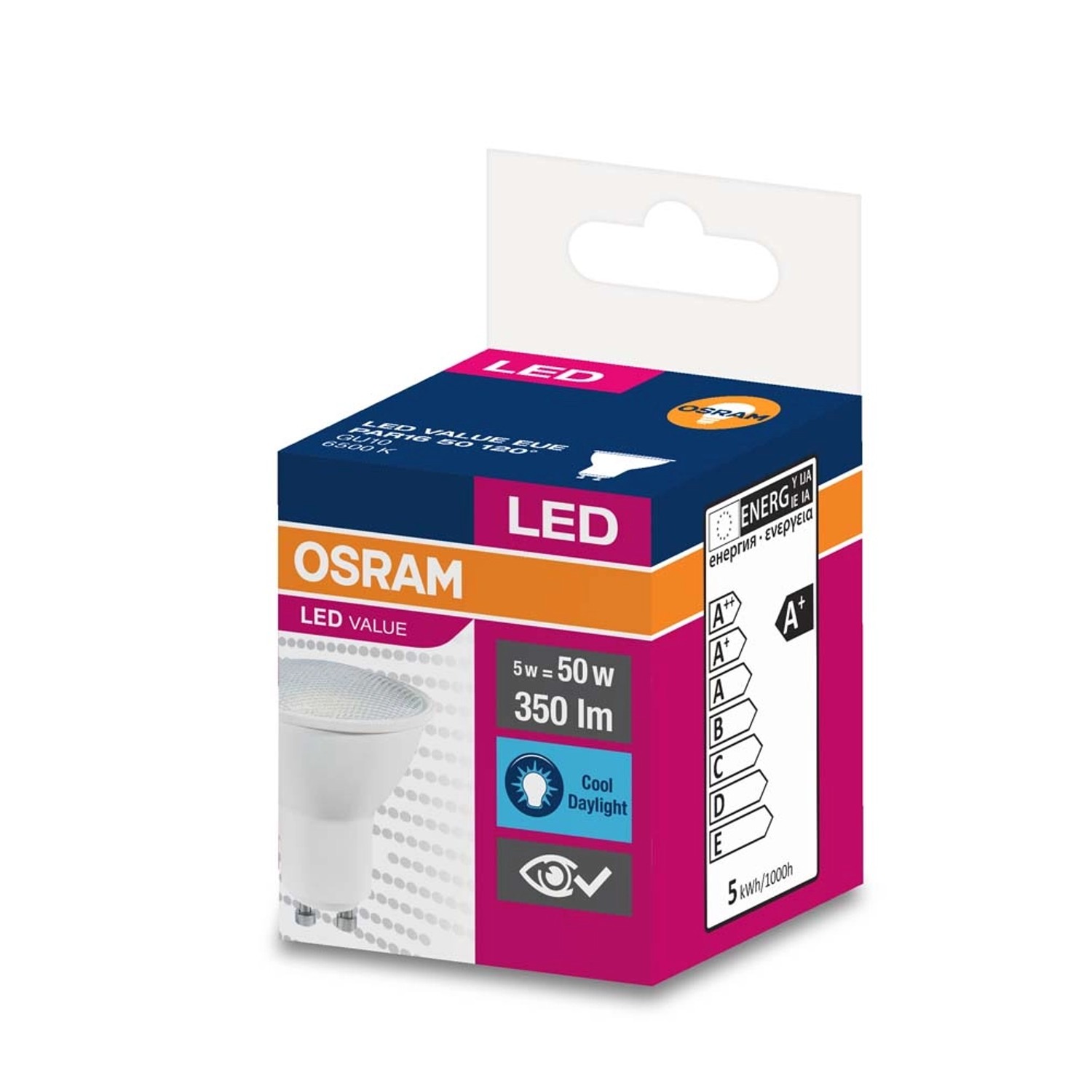 Żarówka LED VALUE PAR16 120 st. GU10 4,5W 6500K 350lm