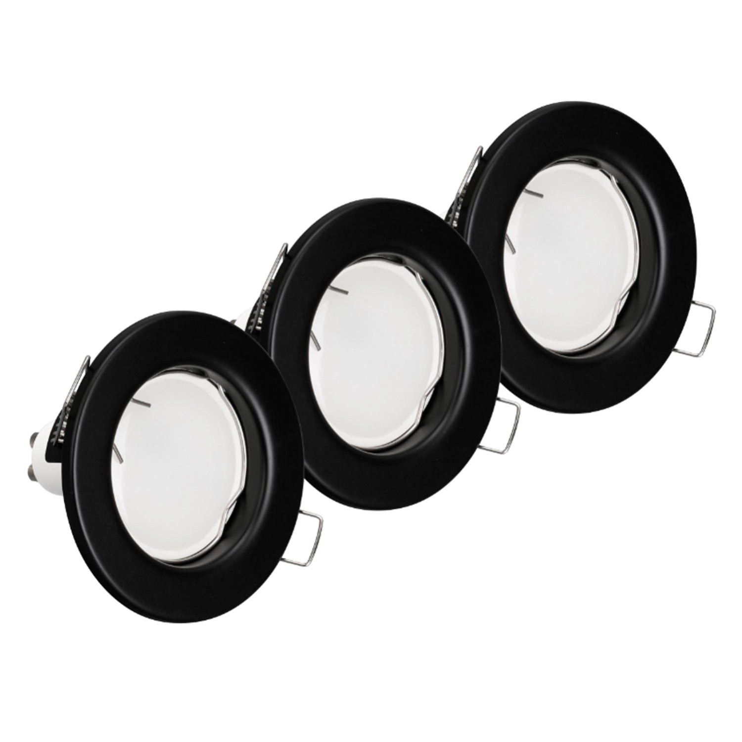 DPM Oprawy sufitowe okrągłe GU10 3,5W 3000K 250lm czarne 3-pak.