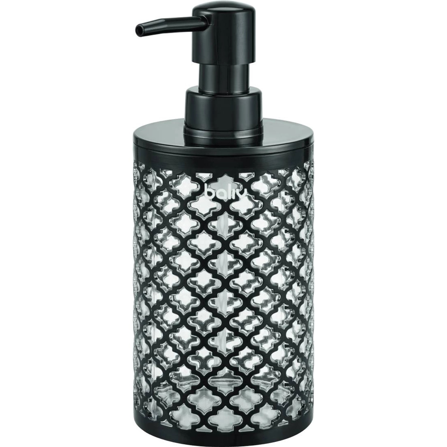 Baliv Dozownik do mydła transparentny z czarnym wzorem
