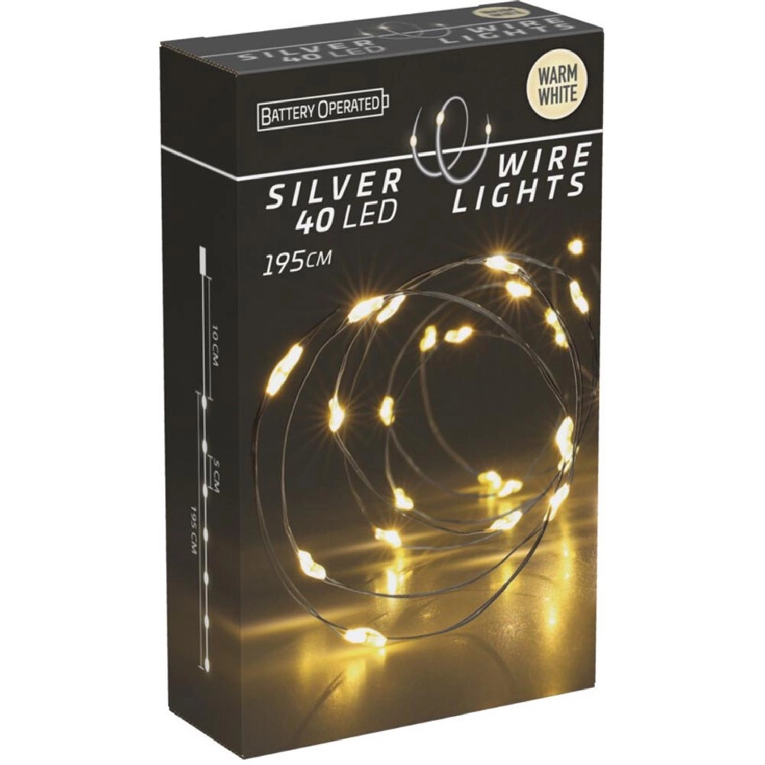 Lampki bateryjne 40 LED ciepły biały