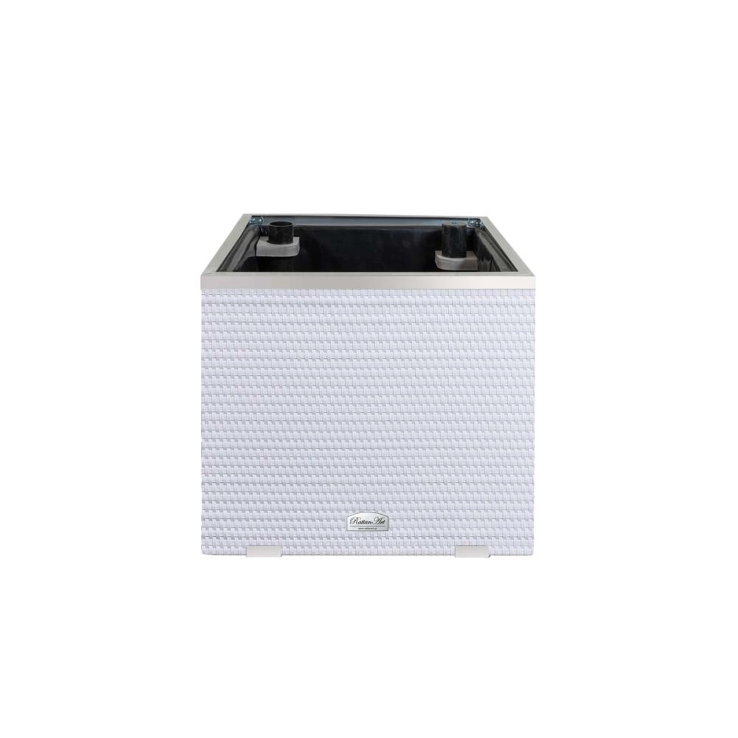 Donica rattanowa z nawodnieniem biała - 50 x 50 x 43 cm