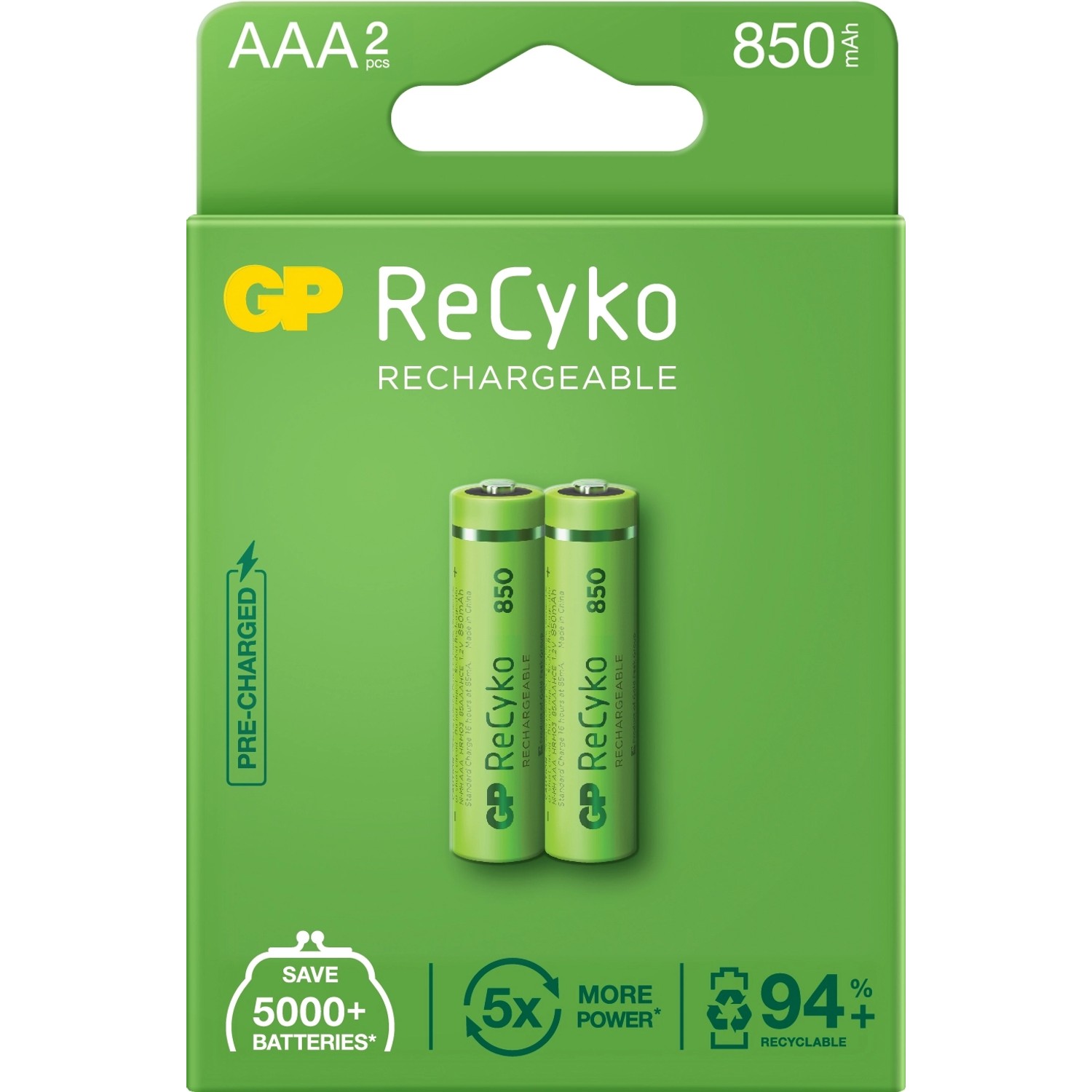 GP Akumulatory ReCyko+ AAA 850 mAh 2 szt