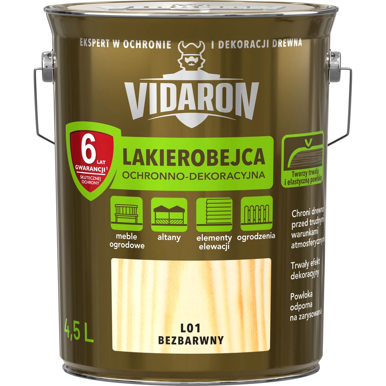 Vidaron Lakierobejca ochronno-dekoracyjna bezbarwna 4,5 l