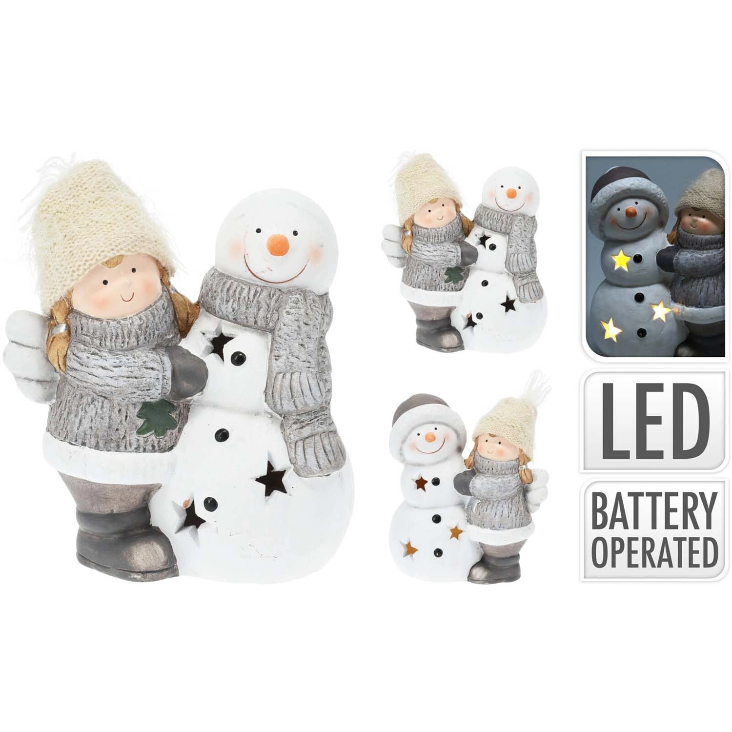 Dekoracja stojąca LED Aniołek z bałwankiem mix wzorów