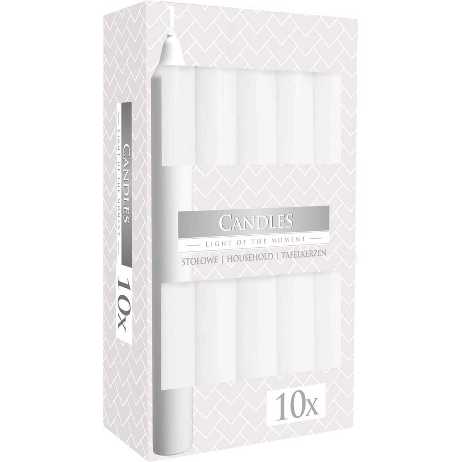 Świeca stołowa biała - 10 szt.