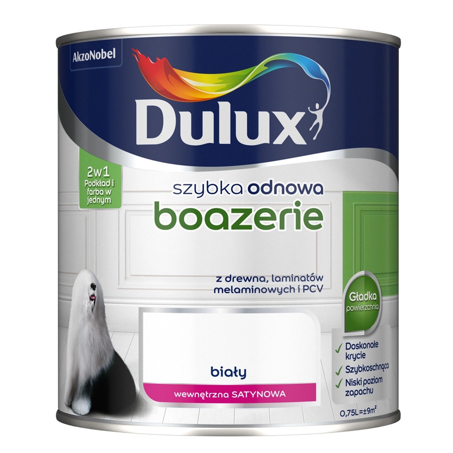 Dulux Szybka Odnowa Boazerie biała satynowa 750 ml