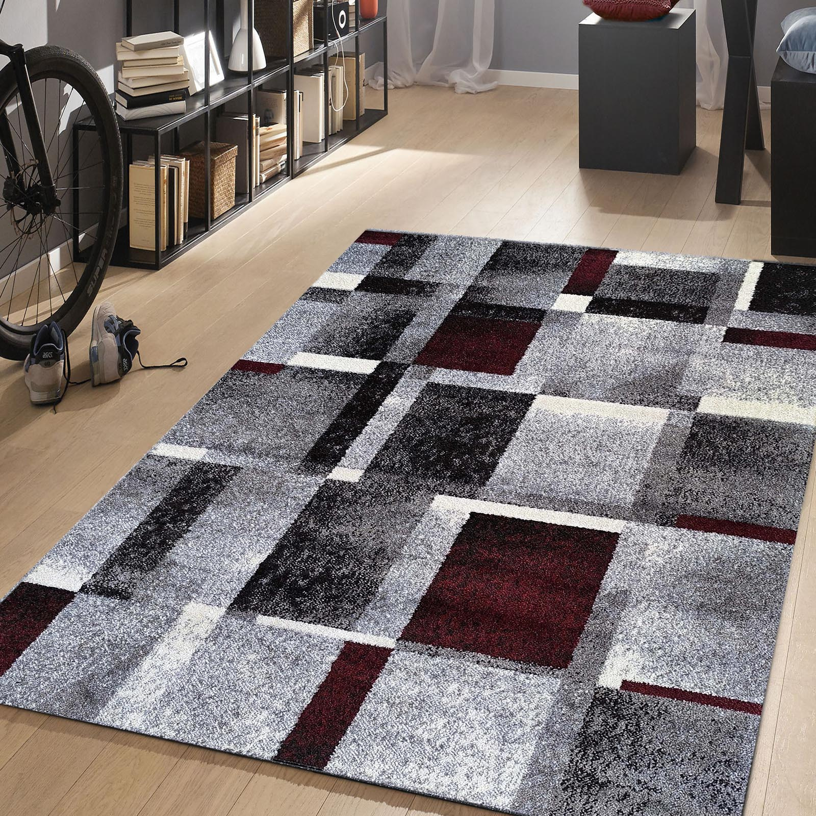 Dywan nowoczesny KOLORADO 09 szaro -bordowy
