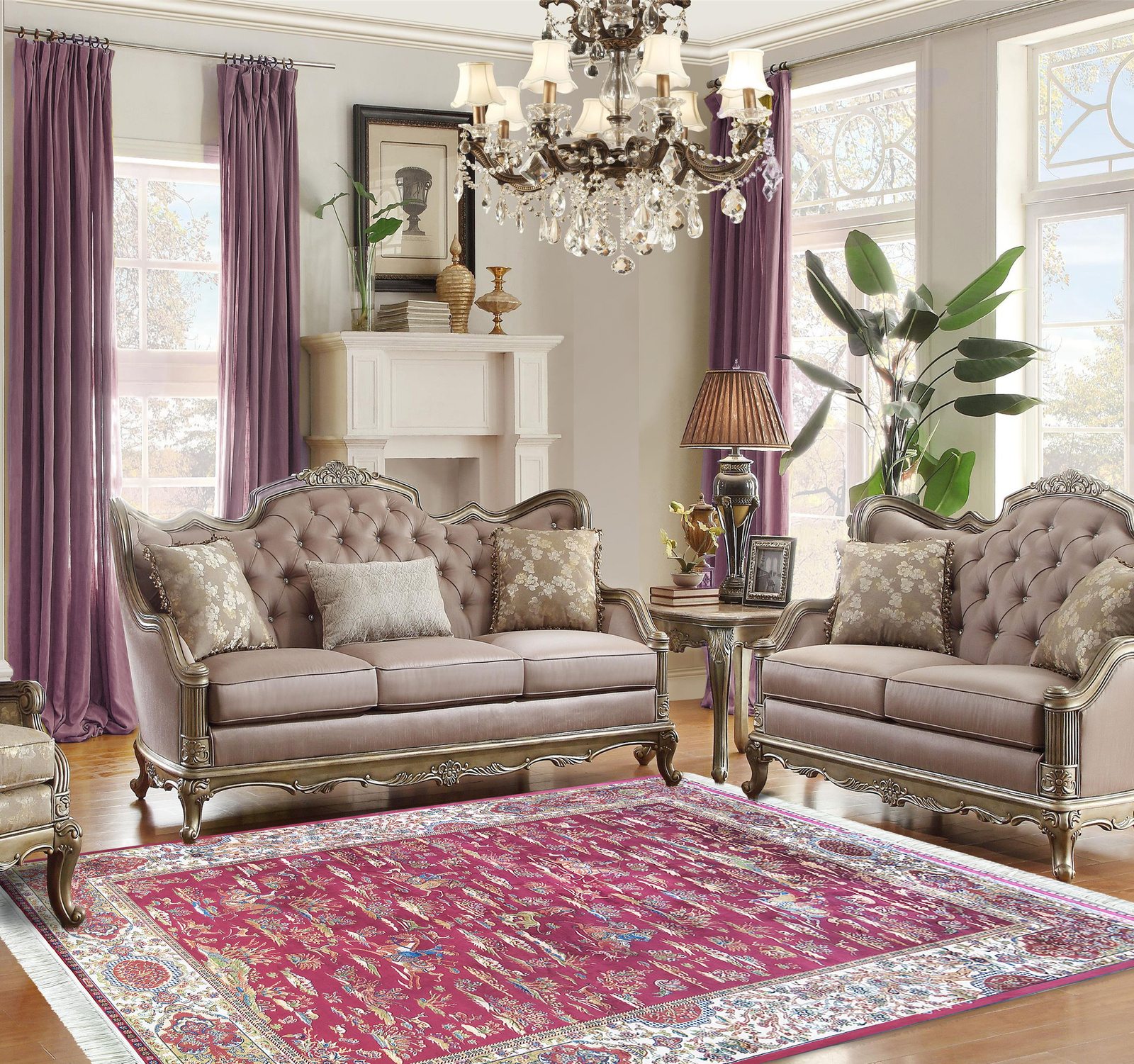 Wytworny dywan Qum Silk 10- bordowy