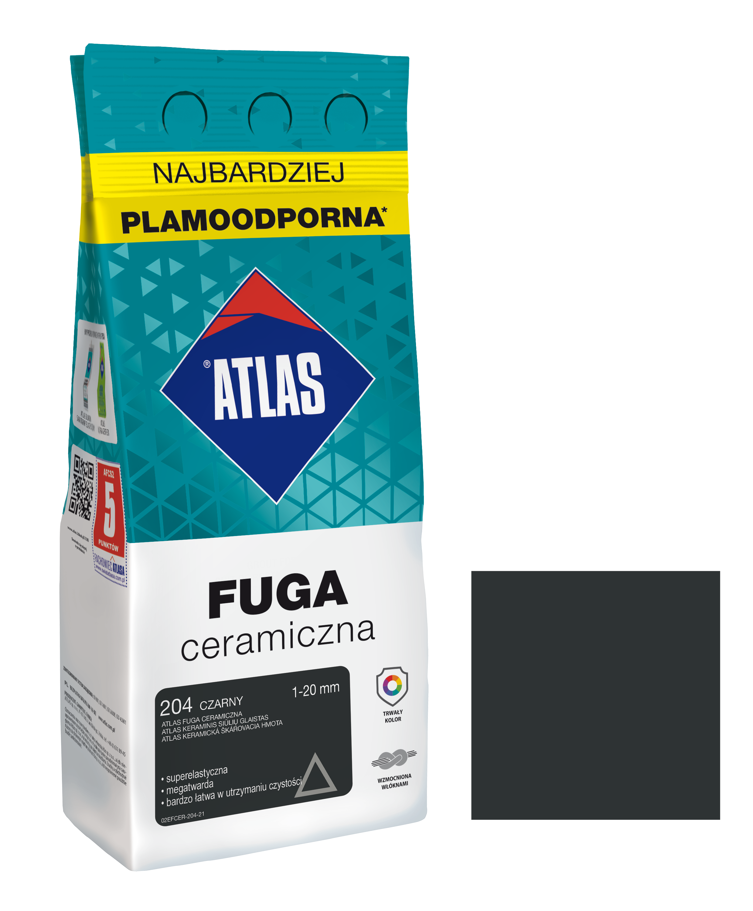ATLAS FUGA CERAMICZNA 1-20MM 204 CZARNA 2KG
