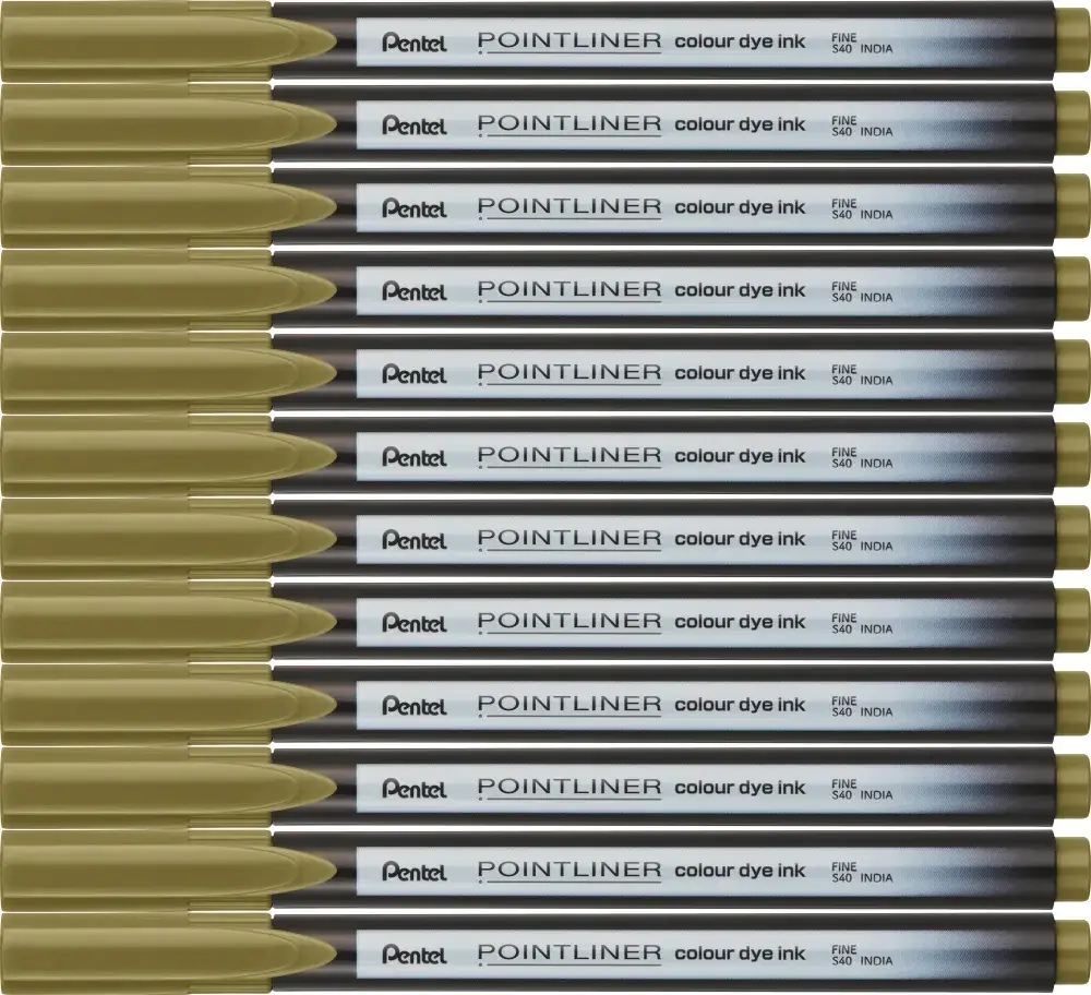 12x Cienkopis Pentel Pointliner Colour, złoto-brązowy