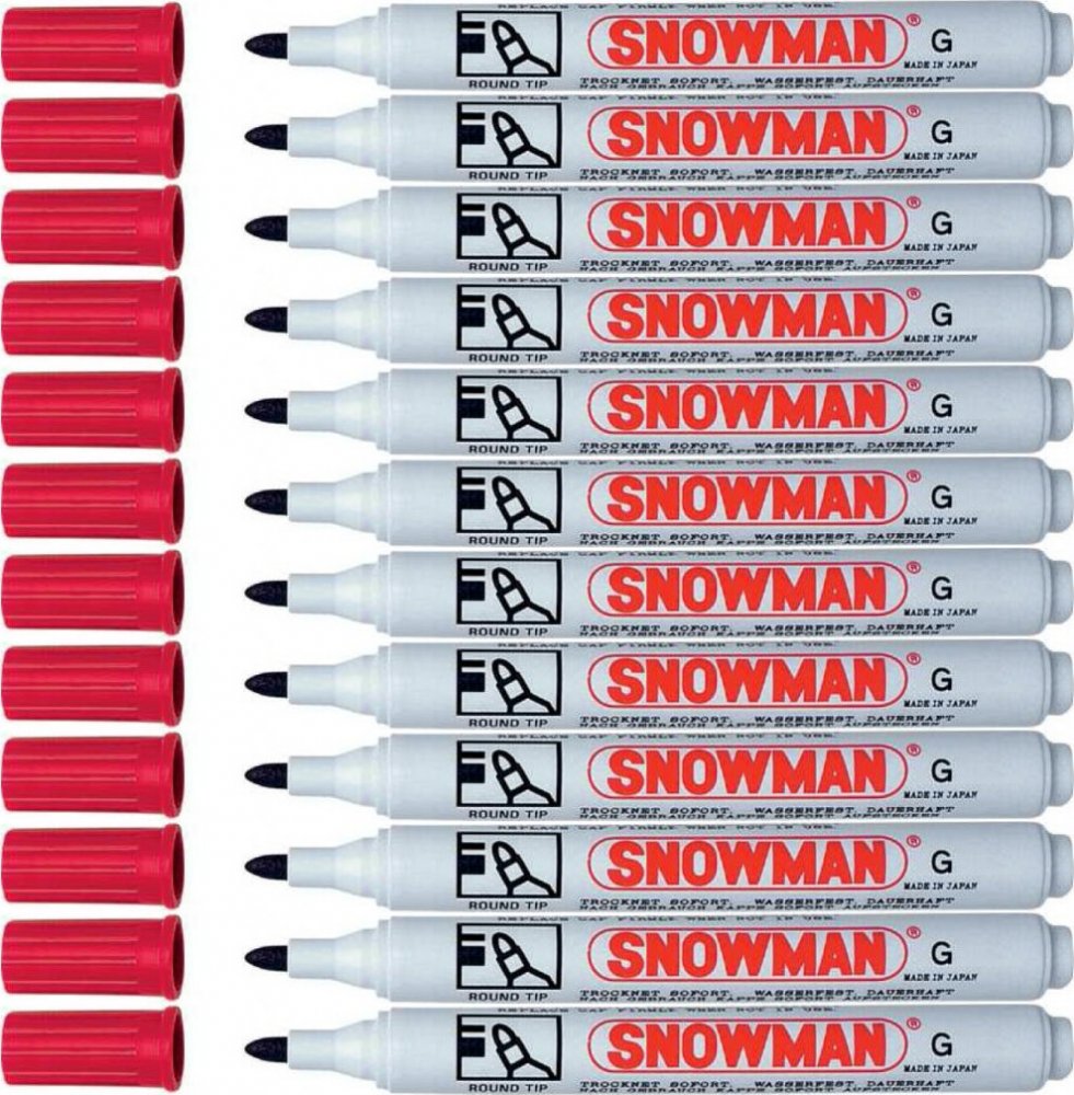 12x Marker permanentny Snowman, okrągła, czerwony