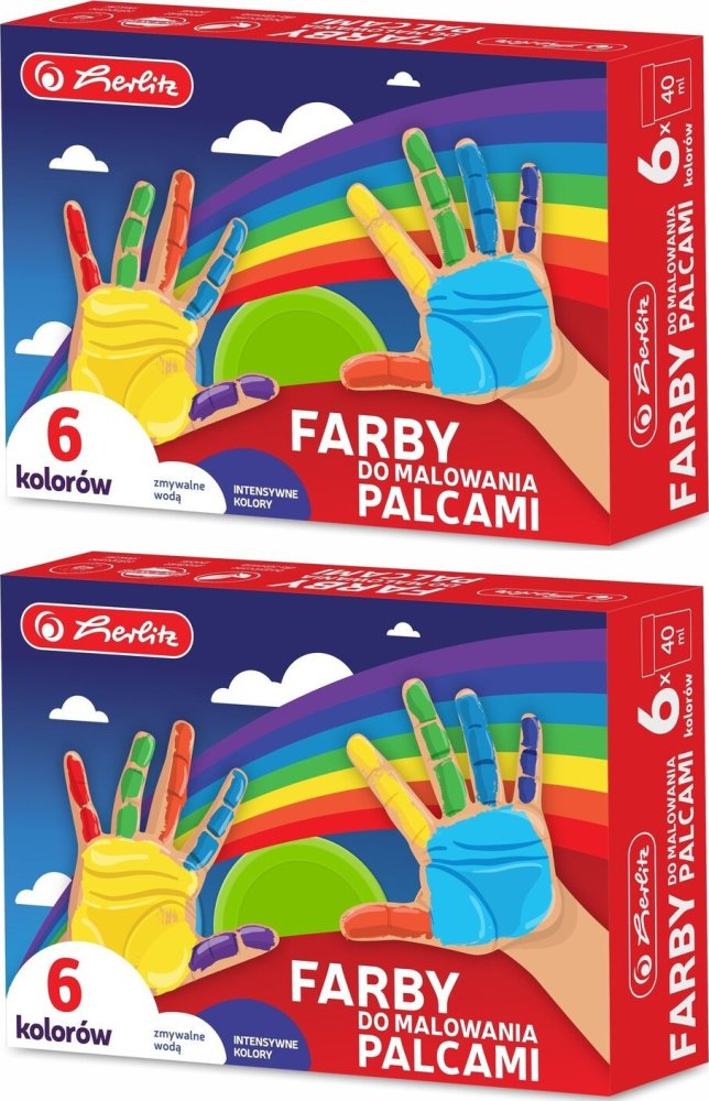 2x Farby do malowania palcami Herlitz, 40ml, 6 sztuk, mix kolorów