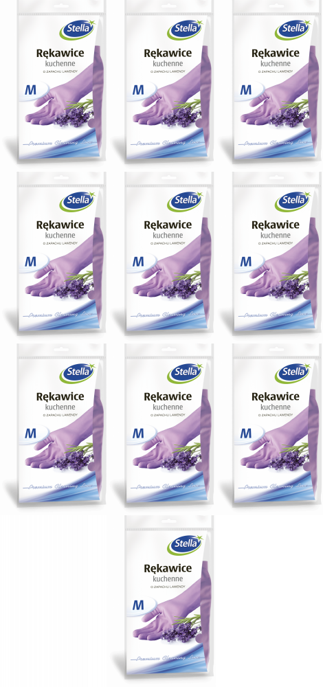 10x Rękawice kuchenne Stella, rozmiar M, lawendowe, 1 para, fioletowy