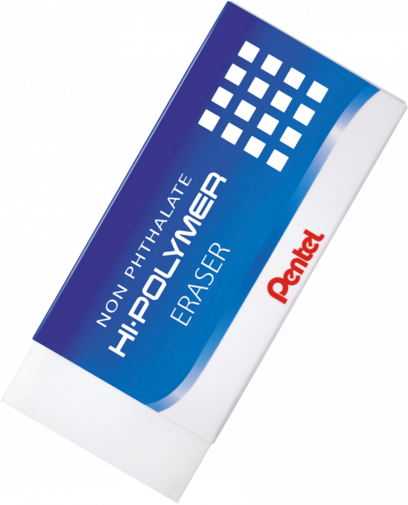 Gumka ołówkowa Pentel ZEH Hi-Polymer, 65x24.2x12.4mm, biały