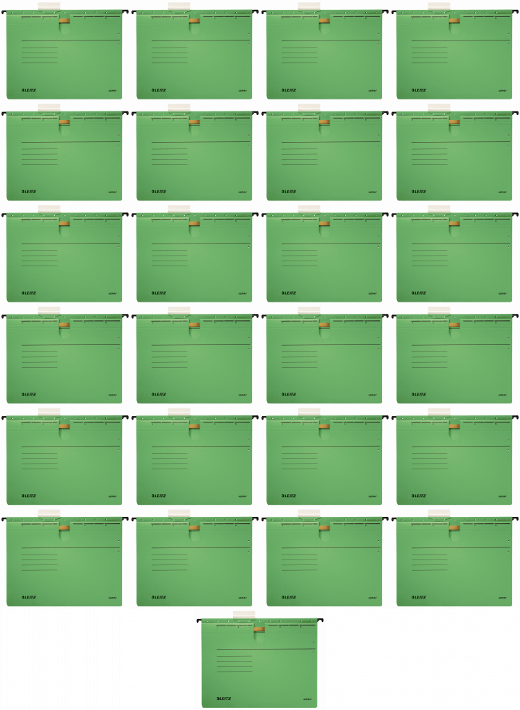 25x Skoroszyt zawieszany Leitz Alpha, A4, 348x270mm, 225g/m2, zielony