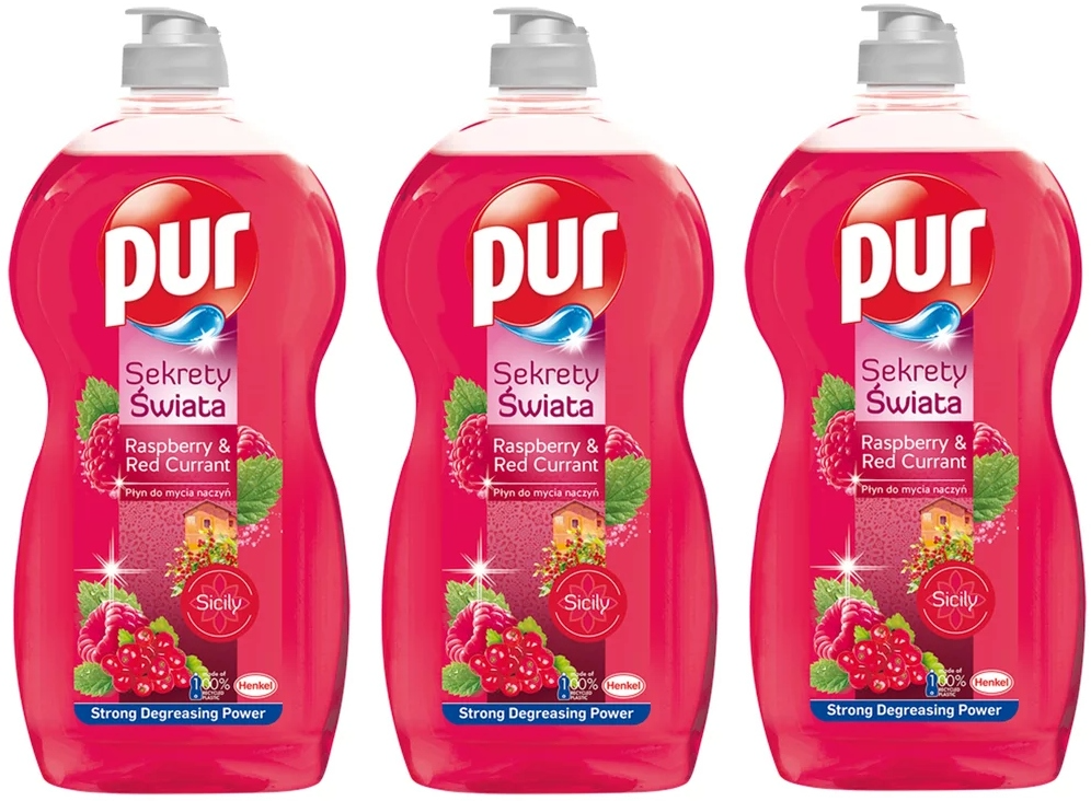 3x Płyn do naczyń Pur Sekrety Świata Raspberry & Red Currant, malina i czerwona porzeczka, 1.2l