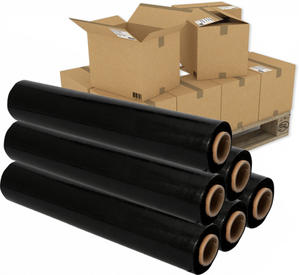 396x Folia stretch, 0.5x144m, 1.5kg netto, 23μm, czarny