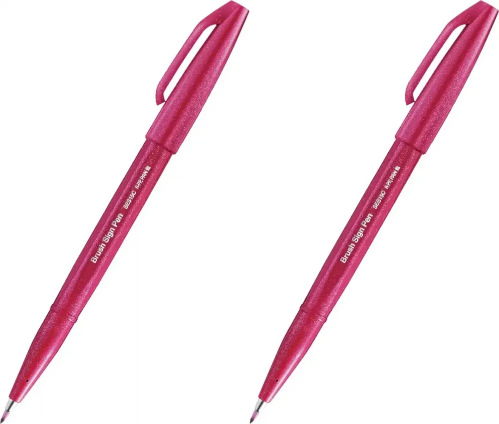 2x Pisak pędzelkowy do kaligrafii Pentel Brush Sign Pen SES15C, 2.07mm, burgund