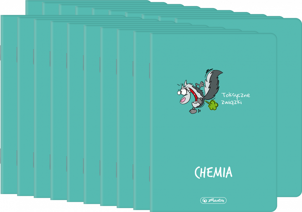 20x Zeszyt przedmiotowy w kratkę Herlitz ECO Chemia, A5, miękka oprawa, 60 kartek, turkusowy