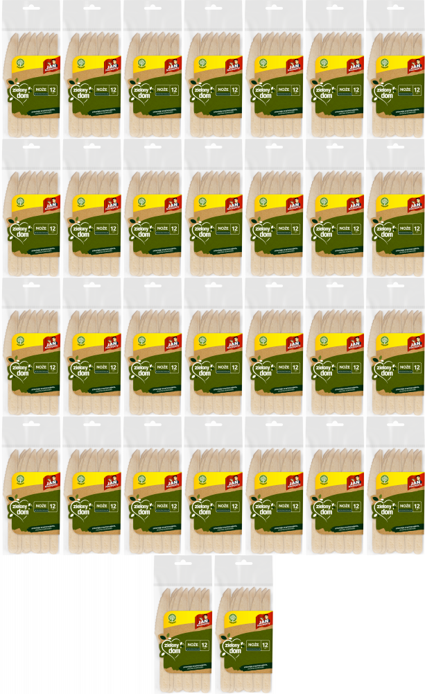 100x Noże jednorazowe Jan Niezbędny Zielony Dom, drewno, 12 sztuk, brązowy jasny