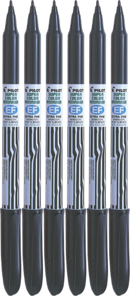 6x Marker do płyt CD i DVD Pilot, SCA-EF, okrągła, 2mm, czarny