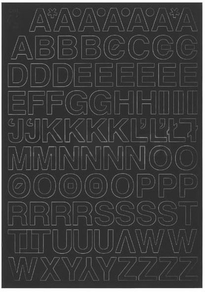 Litery samoprzylepne, 2 cm, 1 arkusz, czarny