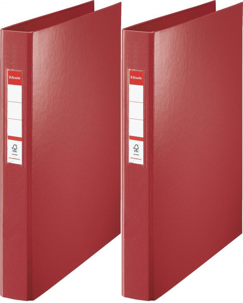 2x Segregator Esselte Vivida, A4, szerokość grzbietu 42mm, do 190 kartek, 4 ringi, bordowy