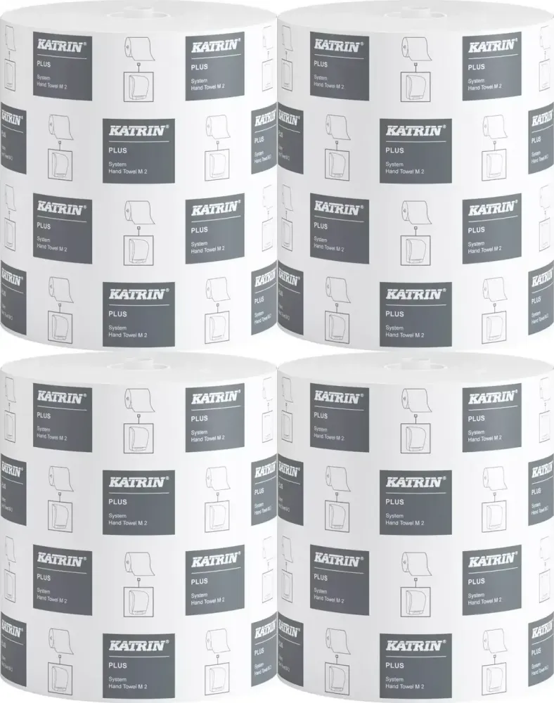 4x Ręcznik papierowy Katrin Plus System M2, 2-warstwowy, w roli, 100m, biały