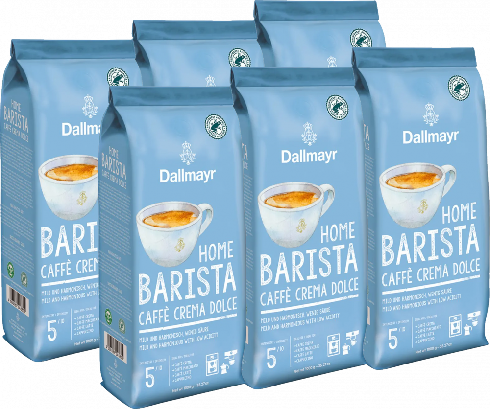 6x Kawa ziarnista Dallmayr Home Barista Crema Dolce, 1kg