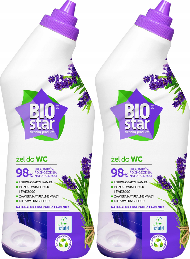 2x Żel do czyszczenia WC BioStar, ekologiczny, lawendowy, 750 ml